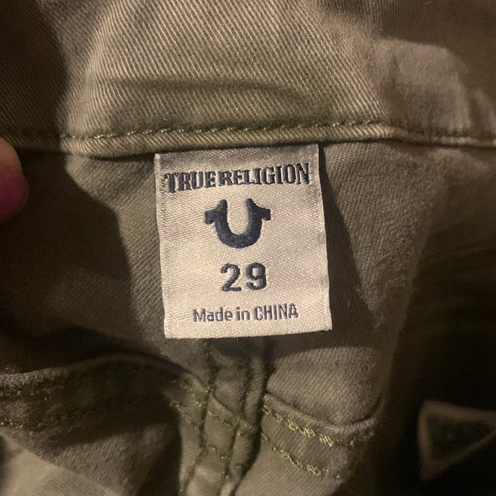 True Religion Olive Green Zipper pocket ankle Jeans - Picture 4 of 6